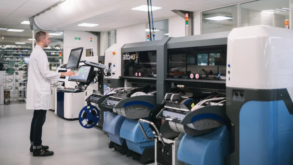 Ligne CMS d'un EMS situé à Vallet en France qui accompagne un projet électronique pour l'un de ses clients